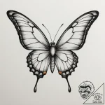Tattoo design a tiny, realistic butterfly wit… – tattoo sketch (№1754837637_0, 10.08.2025 14:53) — tattoovalue.net
