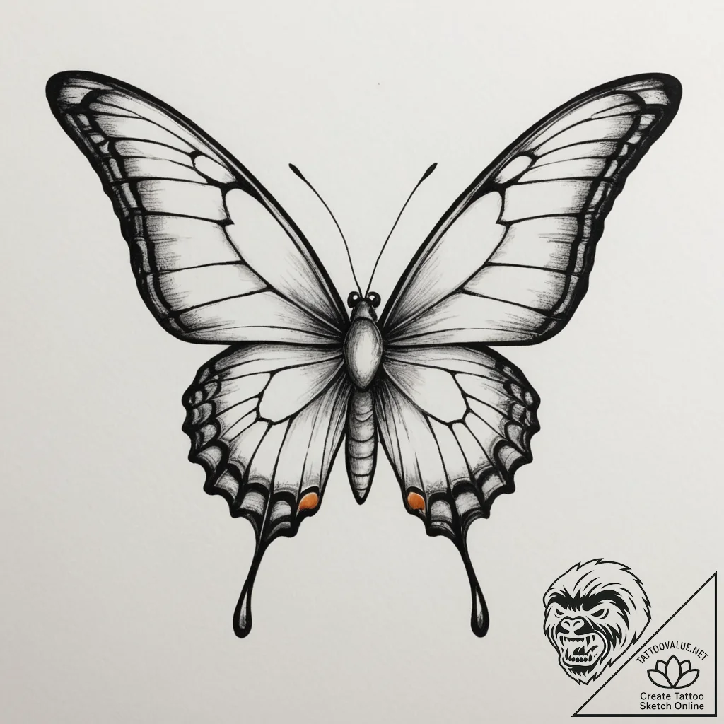 Tattoo design a tiny, realistic butterfly wit... - tattoo sketch (№1754837637_0, 10.08.2025 14:53) — tattoovalue.net