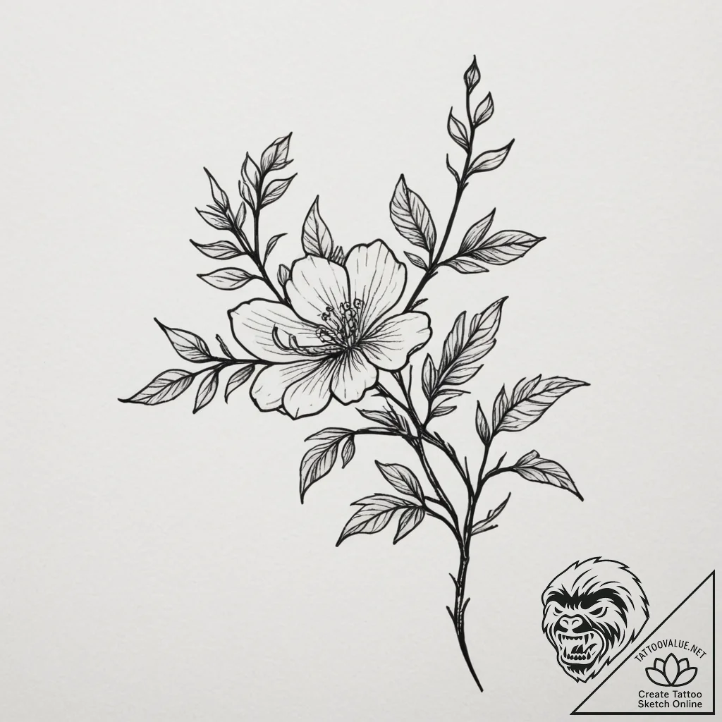 Tattoo sketch a tiny floral branch on the col... - tattoo sketch (№1754837837_0, 10.08.2025 14:57) — tattoovalue.net