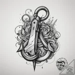 Tattoo sketch a stylized grappling hook, symb… – tattoo sketch (№1754838838_0, 10.08.2025 15:13) — tattoovalue.net