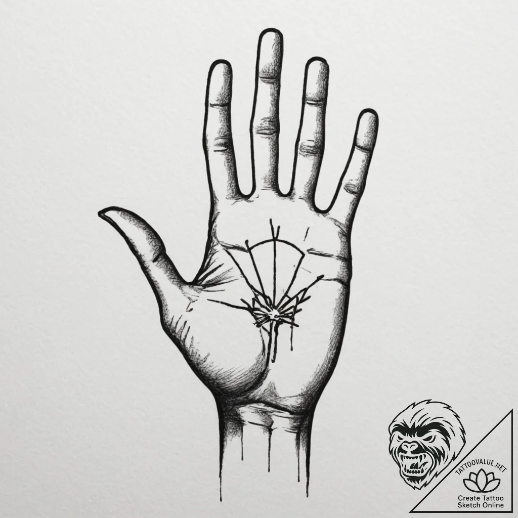 Tattoo design a silhouette of a hand, with a... - tattoo sketch (№1754839247_0, 10.08.2025 15:20) — tattoovalue.net