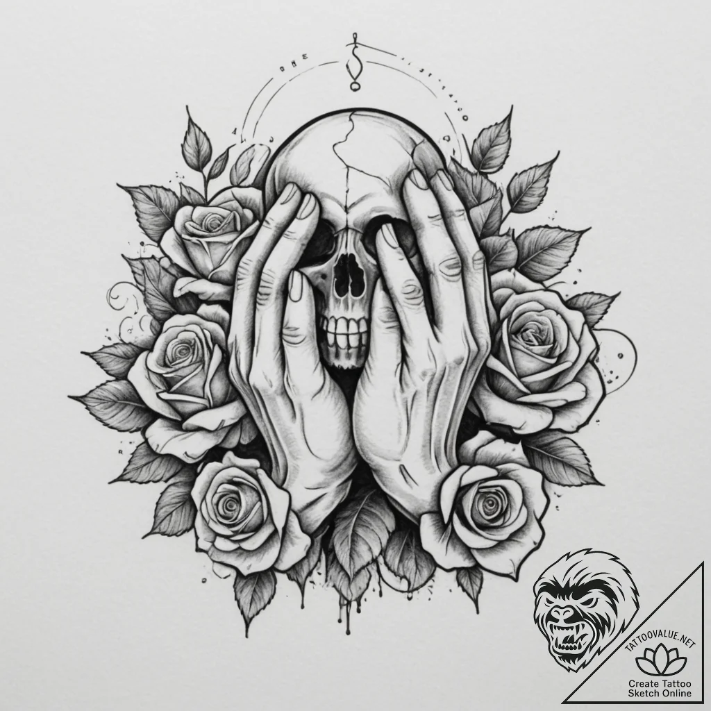 Praying hands, artistic tattoo sketch, chican... - tattoo sketch (№1754839445_0, 10.08.2025 15:24) — tattoovalue.net