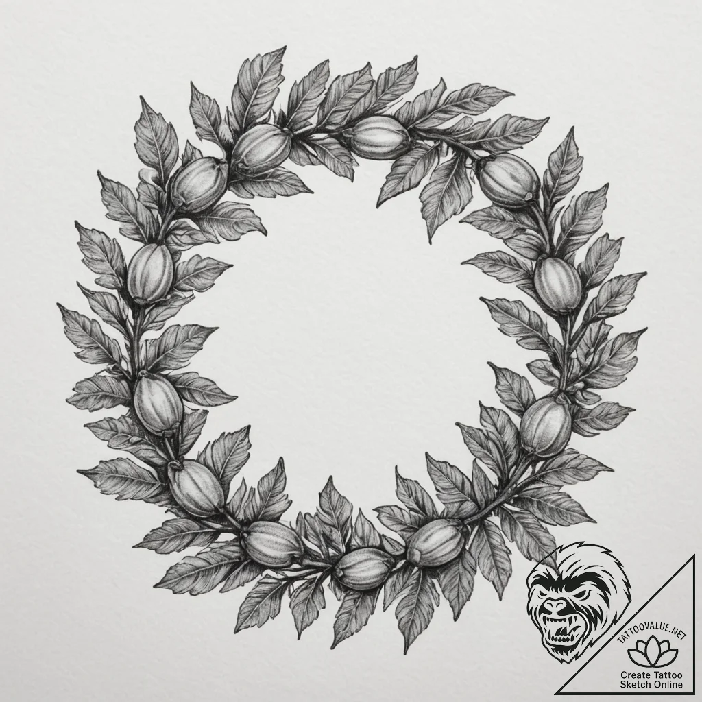 Tattoo design a strong, protective wreath mad... - tattoo sketch (№1754839645_0, 10.08.2025 15:27) — tattoovalue.net