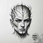 Tattoo sketch a stylized depiction of a mind,… – tattoo sketch (№1754839845_0, 10.08.2025 15:30) — tattoovalue.net