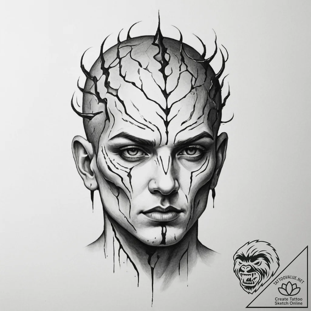 Tattoo sketch a stylized depiction of a mind,... - tattoo sketch (№1754839845_0, 10.08.2025 15:30) — tattoovalue.net