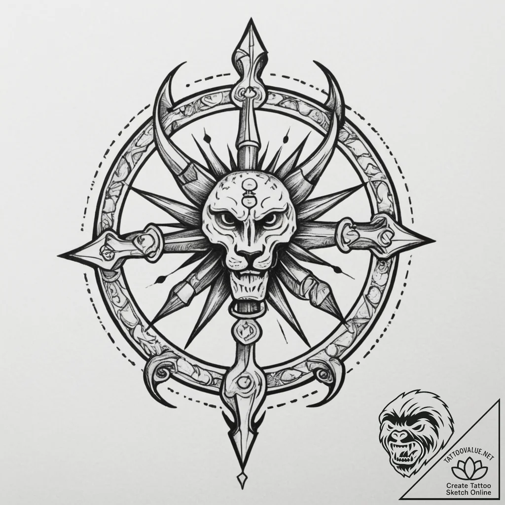Tattoo sketch a zodiac symbol as a key to an... - tattoo sketch (№1754841050_0, 10.08.2025 15:50) — tattoovalue.net