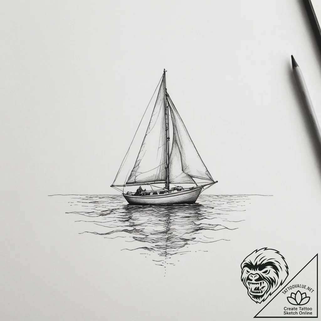 Tattoo sketch a small sailboat on one, the oc... - tattoo sketch (№1754841249_0, 10.08.2025 15:54) — tattoovalue.net