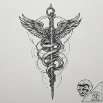 Tattoo sketch a military medic’s caduceus int… – tattoo sketch (№1754841845_0, 10.08.2025 16:04) — tattoovalue.net