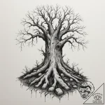 Tattoo sketch a strong, gnarled tree stump, s… – tattoo sketch (№1754842245_0, 10.08.2025 16:10) — tattoovalue.net