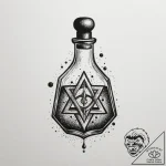 Tattoo design a small, stylized potion bottle… – tattoo sketch (№1754843644_0, 10.08.2025 16:34) — tattoovalue.net