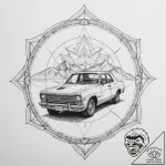 Tattoo sketch a post-apocalyptic vehicle driv… – tattoo sketch (№1754844642_0, 10.08.2025 16:50) — tattoovalue.net