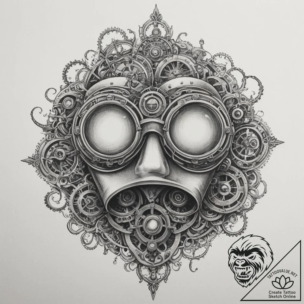 Steampunk goggles, tattoo flash sheet design,... - tattoo sketch (№1754845037_0, 10.08.2025 16:57) — tattoovalue.net