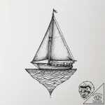 Sailboat, ink illustration for tattoo, dotwor… – tattoo sketch (№1754845431_0, 10.08.2025 17:03) — tattoovalue.net