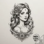 Tattoo design a virgo maiden holding a single… – tattoo sketch (№1754846024_0, 10.08.2025 17:13) — tattoovalue.net