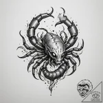 Scorpio, tattoo line art, black and grey tatt… – tattoo sketch (№1754848216_0, 10.08.2025 17:50) — tattoovalue.net
