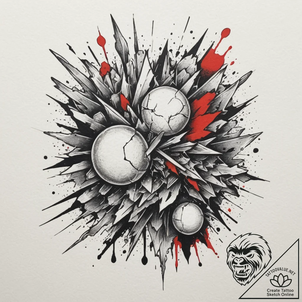 Tattoo design a shattered screen effect with... - tattoo sketch (№1754848613_0, 10.08.2025 17:56) — tattoovalue.net