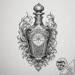 Tattoo design a vintage perfume bottle with a… – tattoo sketch (№1754849409_0, 10.08.2025 18:10) — tattoovalue.net