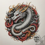 Dragon guarding a hoard of gold, tattoo sketc… – tattoo sketch (№1754849609_0, 10.08.2025 18:13) — tattoovalue.net