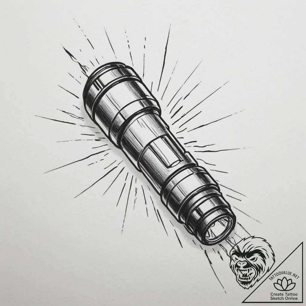 Tattoo sketch a tactical flashlight beam cutt... - tattoo sketch (№1754850011_0, 10.08.2025 18:20) — tattoovalue.net