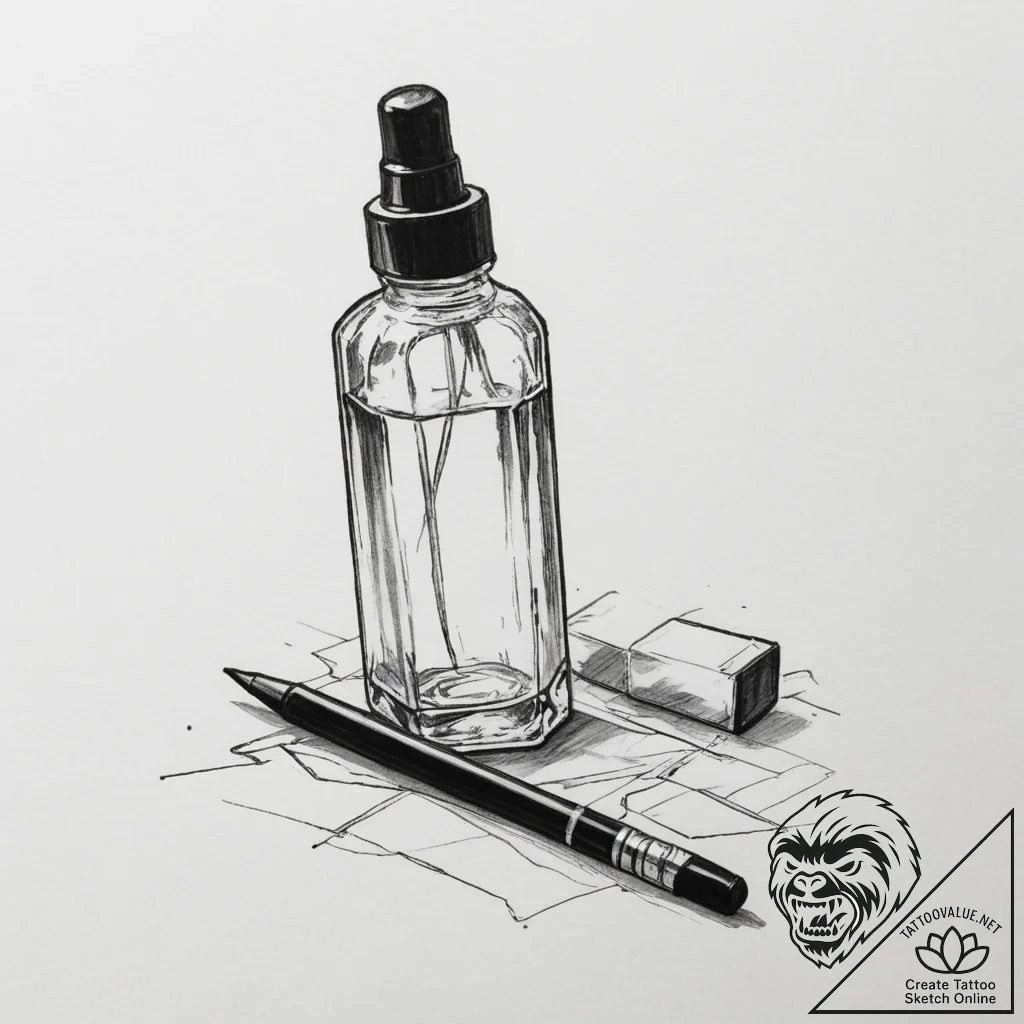 A spilled bottle of red nail polish on a whit... - tattoo sketch (№1754850207_0, 10.08.2025 18:23) — tattoovalue.net