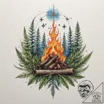 A tattoo design of a slavic ritual bonfire on… – tattoo sketch (№1754850406_0, 10.08.2025 18:26) — tattoovalue.net