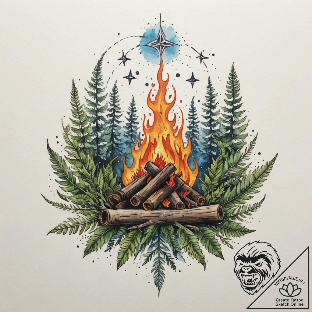 A tattoo design of a slavic ritual bonfire on... - tattoo sketch (№1754850406_0, 10.08.2025 18:26) — tattoovalue.net