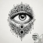 Keyhole with an eye peeping through, ink illu… – tattoo sketch (№1754850606_0, 10.08.2025 18:30) — tattoovalue.net