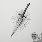 Sword, tattoo line art, dotwork shading, stip… – tattoo sketch (№1754850807_0, 10.08.2025 18:33) — tattoovalue.net