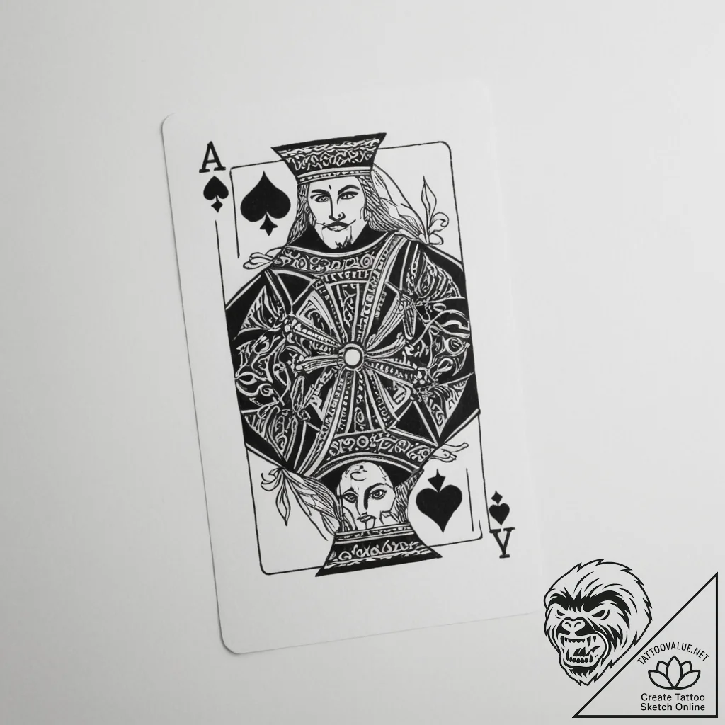 A person performing a magic trick with a deck... - tattoo sketch (№1754851214_0, 10.08.2025 18:40) — tattoovalue.net