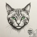A close-up of a cat’s vibrant green eye., ink… – tattoo sketch (№1754851414_0, 10.08.2025 18:43) — tattoovalue.net