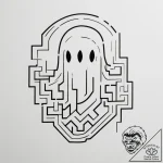 Tattoo design a minimalist ghost from a maze… – tattoo sketch (№1754851621_0, 10.08.2025 18:47) — tattoovalue.net