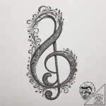 Treble clef, artistic tattoo sketch, soft whi… – tattoo sketch (№1754852215_0, 10.08.2025 18:56) — tattoovalue.net