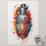 Grenade, tattoo drawing outline, watercolor t… – tattoo sketch (№1754852614_0, 10.08.2025 19:03) — tattoovalue.net