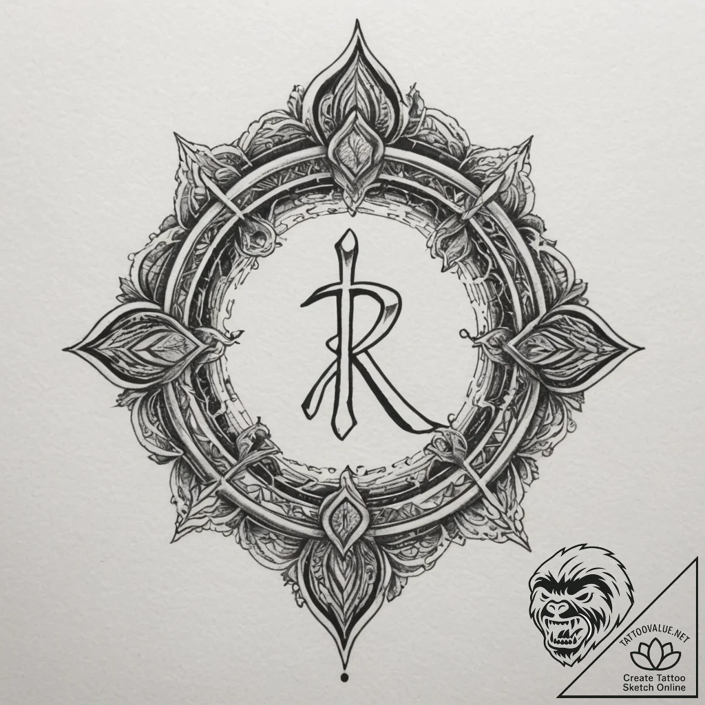 141. tattoo sketch: the rune "potok," its lin... - tattoo sketch (№1754852811_0, 10.08.2025 19:06) — tattoovalue.net