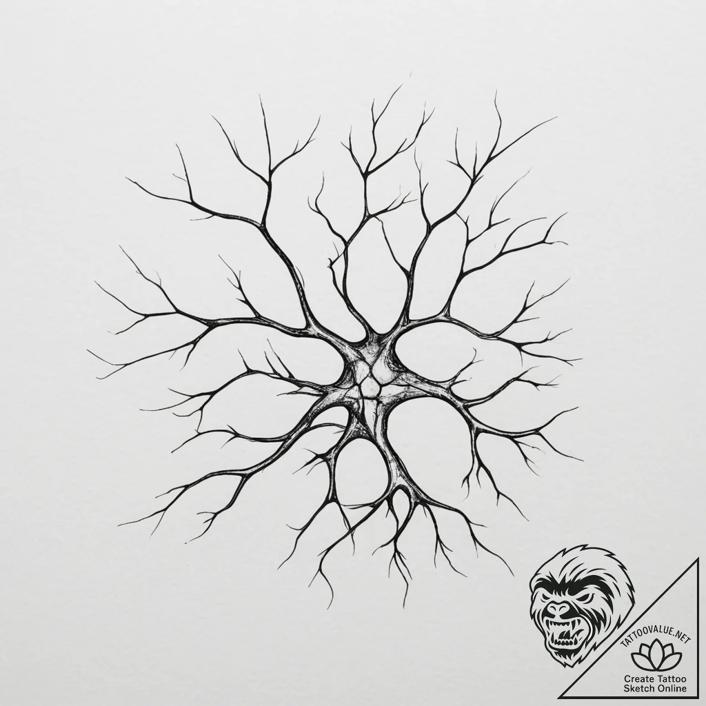 Neuron network glowing - tattoo sketch (№1754853010_0, 10.08.2025 19:10) — tattoovalue.net