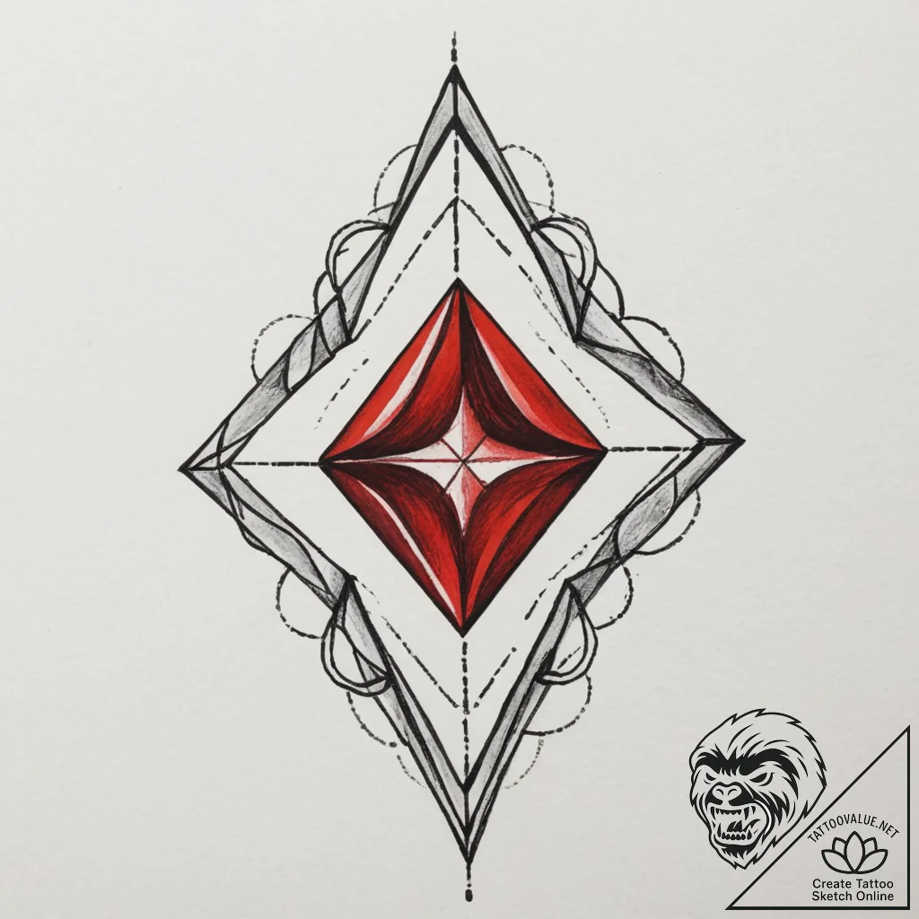 Diamond, tattoo sketch design, on a clean whi... - tattoo sketch (№1754853209_0, 10.08.2025 19:13) — tattoovalue.net