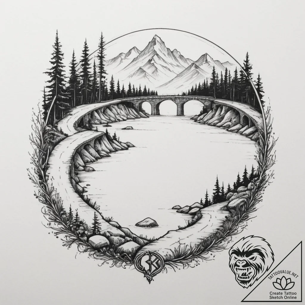 73. tattoo sketch: a "raduga" rune integrated... - tattoo sketch (№1754853818_0, 10.08.2025 19:23) — tattoovalue.net
