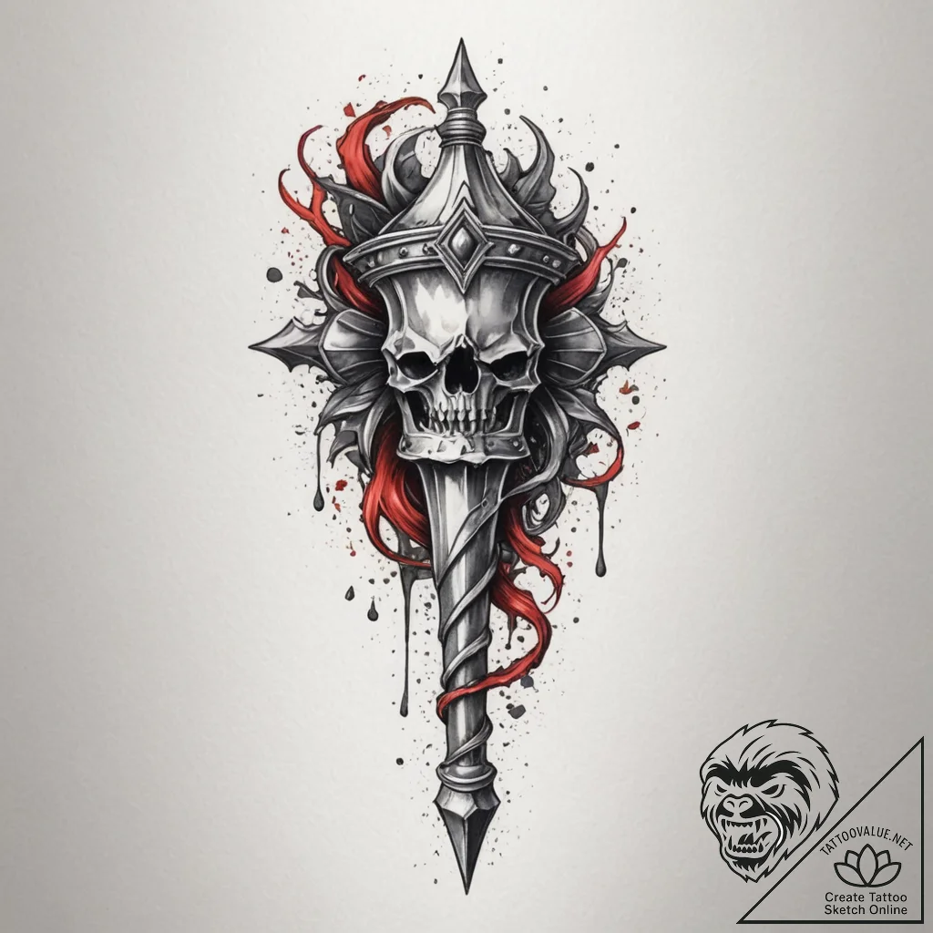 Tattoo sketch a medieval mace with a simple,... - tattoo sketch (№1754854625_0, 10.08.2025 19:37) — tattoovalue.net