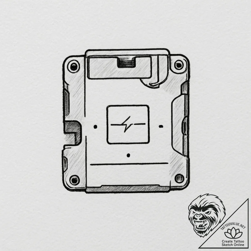 Tattoo sketch a "game saved" icon with a flop... - tattoo sketch (№1754856417_0, 10.08.2025 20:06) — tattoovalue.net