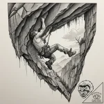 A rock climber hanging from a sheer cliff fac… – tattoo sketch (№1754856617_0, 10.08.2025 20:10) — tattoovalue.net