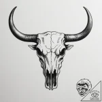 Bull skull, tattoo flash sheet design, minima… – tattoo sketch (№1754857212_0, 10.08.2025 20:20) — tattoovalue.net