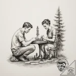 A person playing chess in a park, deeply conc… – tattoo sketch (№1754857612_0, 10.08.2025 20:26) — tattoovalue.net