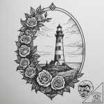 A shot of a lighthouse keeper looking out to… – tattoo sketch (№1754857812_0, 10.08.2025 20:30) — tattoovalue.net