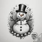A close-up of a melting snowman., tattoo flas… – tattoo sketch (№1754859208_0, 10.08.2025 20:53) — tattoovalue.net