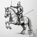 Knight jousting, tattoo line art, black and w… – tattoo sketch (№1754859607_0, 10.08.2025 21:00) — tattoovalue.net