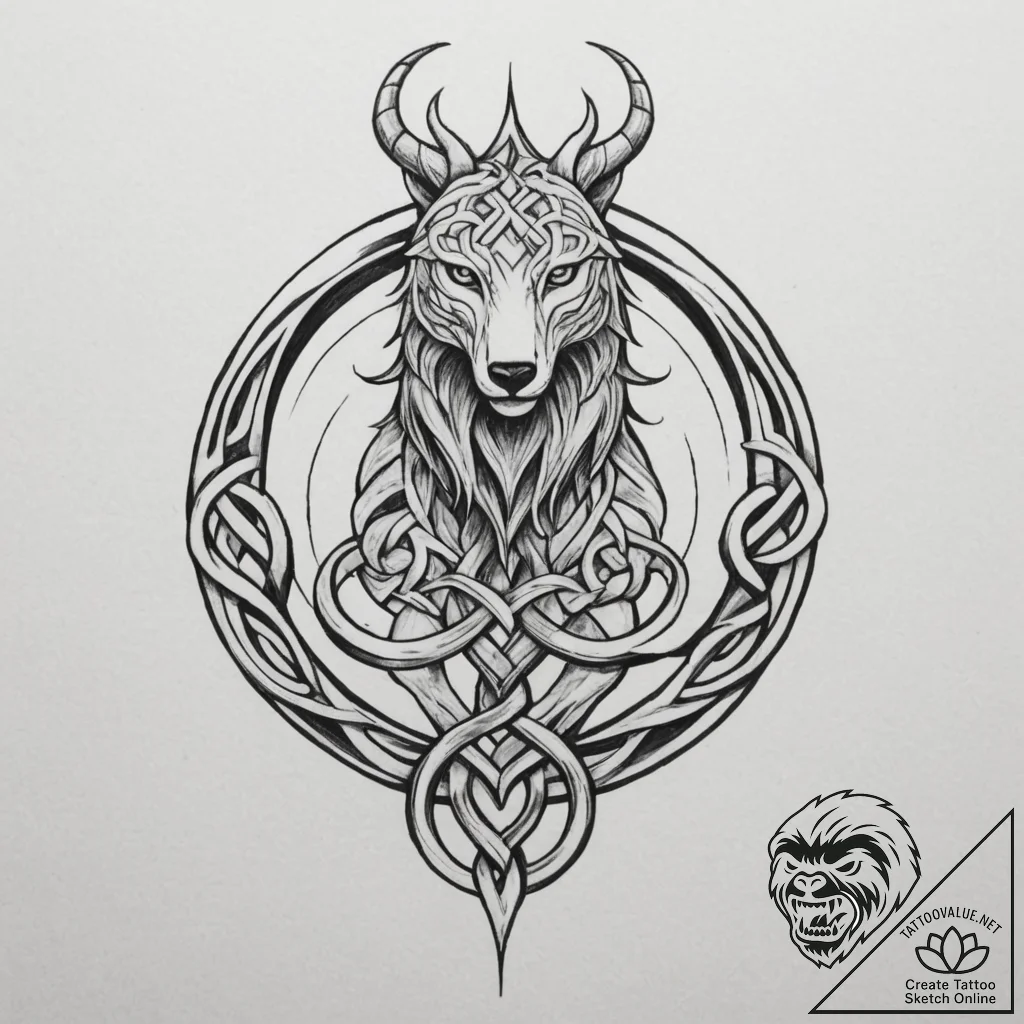 A celtic knotwork animal, concept art for tat... - tattoo sketch (№1754859806_0, 10.08.2025 21:03) — tattoovalue.net