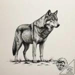 Tattoo design a lone wolf standing calmly in… – tattoo sketch (№1754864204_0, 10.08.2025 22:16) — tattoovalue.net