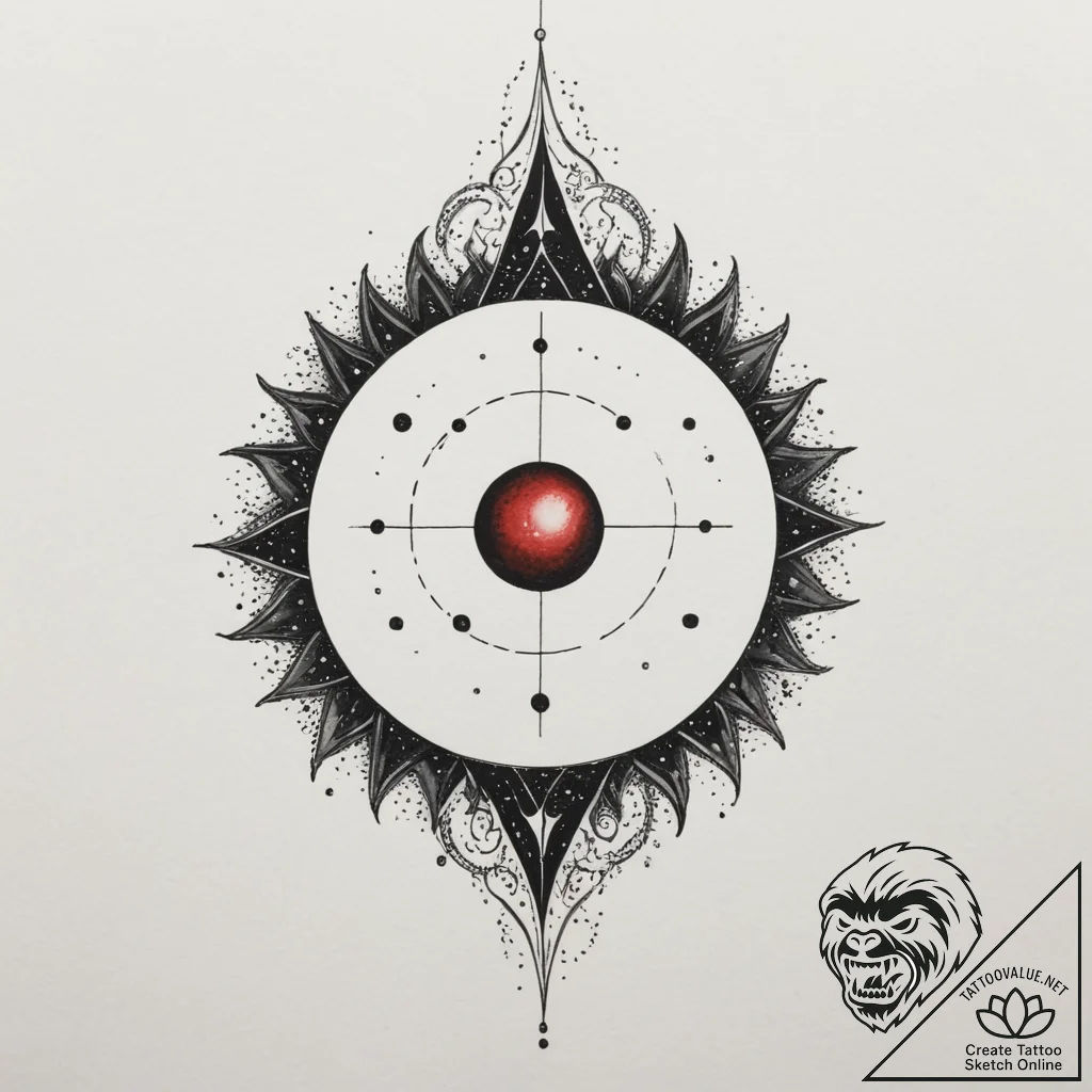 Tattoo sketch a celestial body with a blackwo... - tattoo sketch (№1754864404_0, 10.08.2025 22:20) — tattoovalue.net