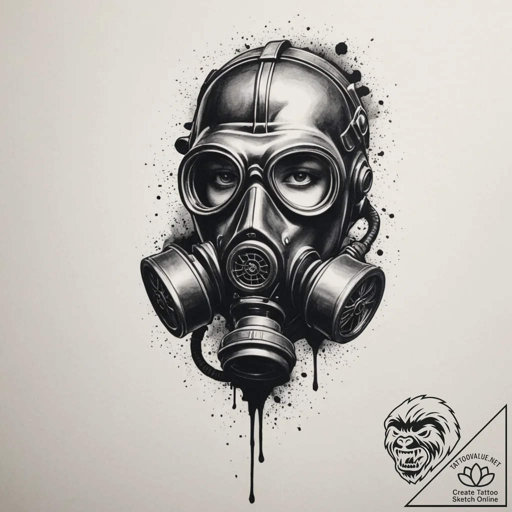 Tattoo sketch a minimalist gas mask silhouett... - tattoo sketch (№1754865008_0, 10.08.2025 22:30) — tattoovalue.net