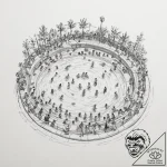 A shot of a crowded public swimming pool on a… – tattoo sketch (№1754865410_0, 10.08.2025 22:36) — tattoovalue.net